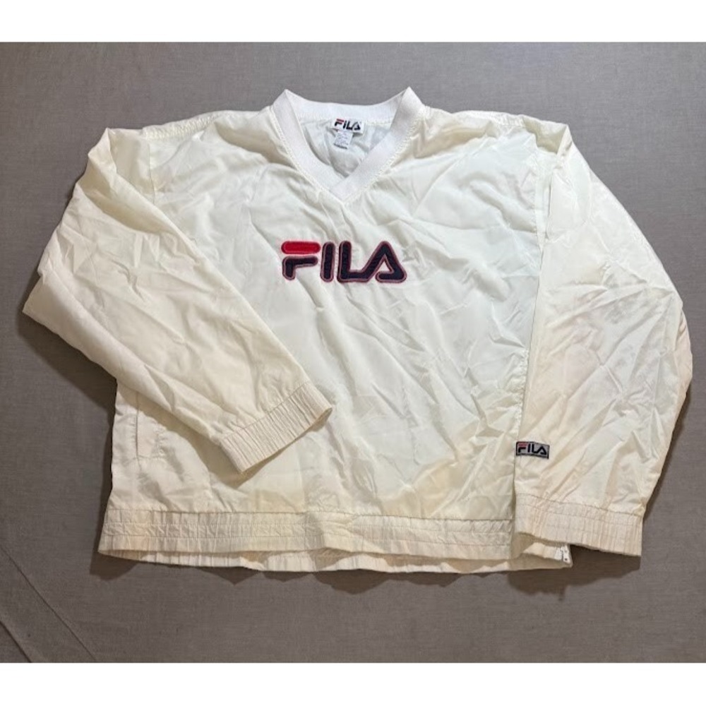 Vintage FILA Jacket‎ Adult XL White Long Sleeve Pullover Windbreaker Mens.